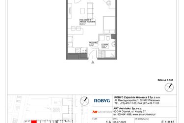 Rzut - Mieszkanie na sprzedaż 1 pokój o powierzchni 36,02 m² - numer E.1M13 w Nowa Wałowa bud. E