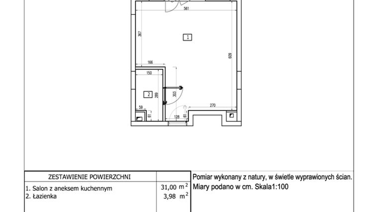 Rzut - Mieszkanie na sprzedaż 3 pokoje o powierzchni 34,98 m² - numer 95 w Aquamarina Dąbki