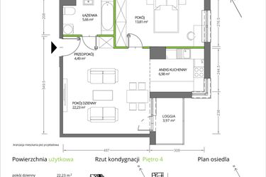 Rzut - Mieszkanie na sprzedaż 2 pokoje o powierzchni 53,17 m² - numer 1/039 w Krakowska Vita