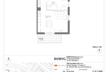 Rzut - Mieszkanie na sprzedaż 1 pokój o powierzchni 58,85 m² - numer 3.10.1M08 w Szumilas etap III