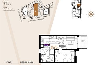 Rzut - Mieszkanie na sprzedaż 2 pokoje o powierzchni 40,23 m² - numer VB.5.05 w Vanda Park
