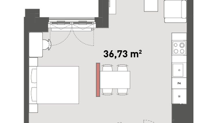 Rzut - Mieszkanie na sprzedaż 1 pokój o powierzchni 41,91 m² - numer A.07.11 w Żelazna 54
