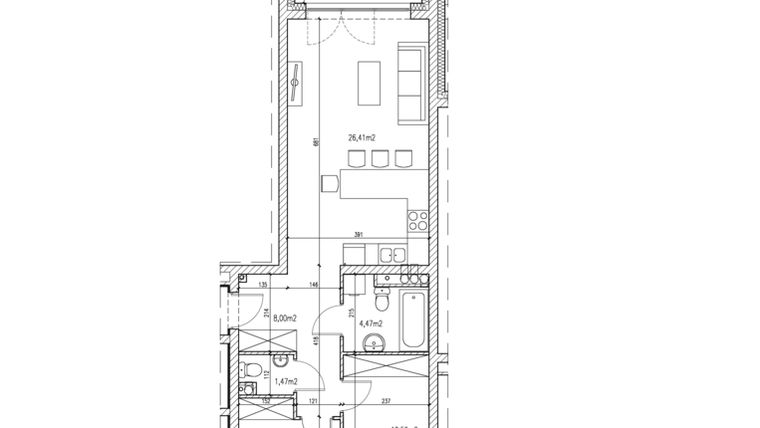 Rzut - Mieszkanie na sprzedaż 3 pokoje o powierzchni 61,54 m² - numer 2.E-2-9 w Osiedle Magnolia Park
