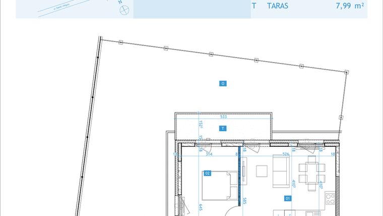 Rzut - Mieszkanie na sprzedaż 2 pokoje o powierzchni 49,21 m² - numer F4 w Osiedle Botaników etap F