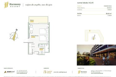 Rzut - Mieszkanie na sprzedaż 1 pokój o powierzchni 28,25 m² - numer H.2.41 w Harmony Resort