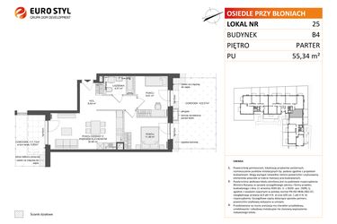 Rzut - Mieszkanie na sprzedaż 3 pokoje o powierzchni 55,18 m² - numer B4.25 w Osiedle Przy Błoniach 3 etap III