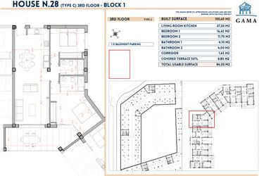 Rzut - Mieszkanie na sprzedaż 2 pokoje o powierzchni 105,6 m² - numer 28 w Velapi II - Murcia