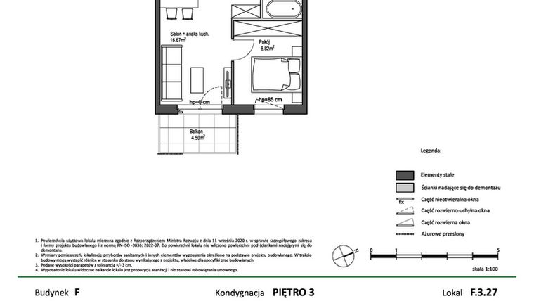 Rzut - Mieszkanie na sprzedaż 2 pokoje o powierzchni 32,4 m² - numer F.3.27 w Nowy Świat Ostoja etap II - EFG