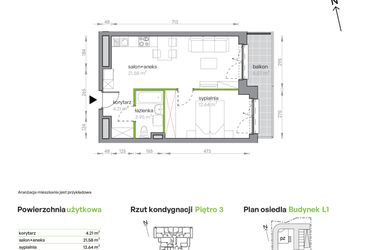Rzut - Mieszkanie na sprzedaż 2 pokoje o powierzchni 42,38 m² - numer L1/3/31 w Legnicka Vita