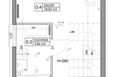 Rzut - Dom na sprzedaż 3 pokoje o powierzchni 72,53 m² - numer 5 w Slow Wilanów