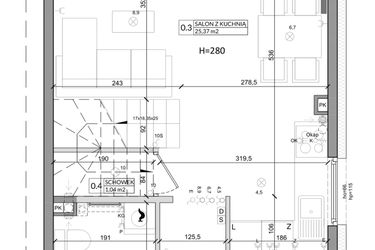 Rzut - Dom na sprzedaż 3 pokoje o powierzchni 76,58 m² - numer 31B w Zielono Mi etap V