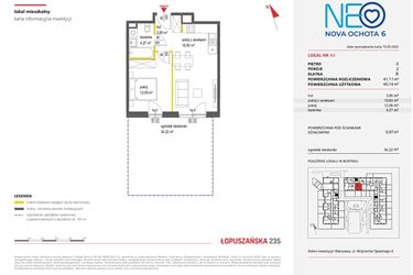 Rzut - Mieszkanie na sprzedaż 2 pokoje o powierzchni 41,11 m² - numer 64 w Neo Nova Ochota 6