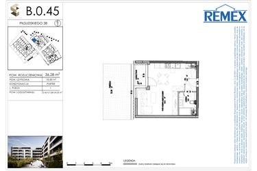 Rzut - Mieszkanie na sprzedaż 1 pokój o powierzchni 36,28 m² - numer B.0.45 w Osiedle BALTICA