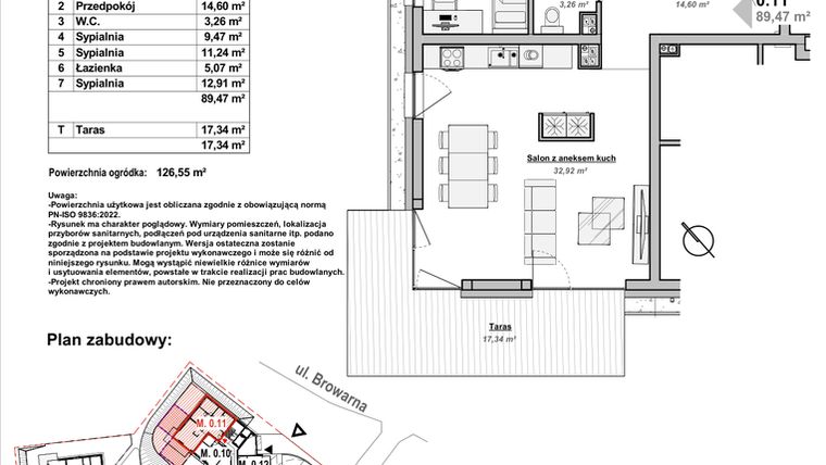 Rzut - Mieszkanie na sprzedaż 4 pokoje o powierzchni 89,47 m² - numer M0.11 w Bulwary Apartamenty