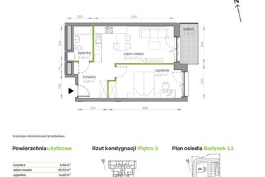 Rzut - Mieszkanie na sprzedaż 2 pokoje o powierzchni 45,67 m² - numer L2/3/24 w Legnicka Vita