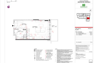Rzut - Mieszkanie na sprzedaż 1 pokój o powierzchni 30,99 m² - numer B.40 w Karolewska 60