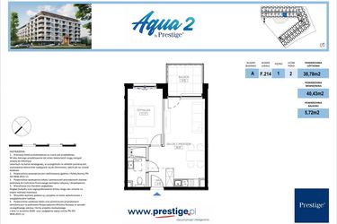 Rzut - Mieszkanie na sprzedaż 2 pokoje o powierzchni 40,66 m² - numer F.214 w Bel Mare (Międzyzdroje)