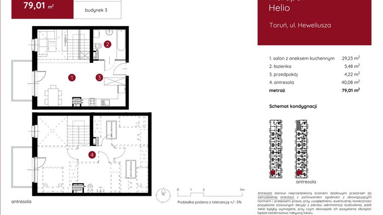 Rzut - Mieszkanie na sprzedaż 1 pokój o powierzchni 78,98 m² - numer 3.A.2.05 w Murapol Helio