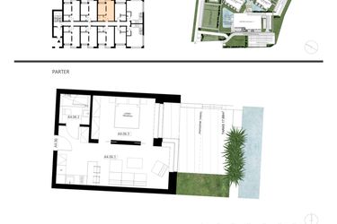 Rzut - Mieszkanie na sprzedaż 2 pokoje o powierzchni 39,22 m² - numer A4.06 w Apartamenty Dźwirzyno