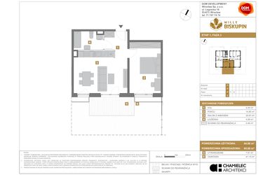 Rzut - Mieszkanie na sprzedaż 2 pokoje o powierzchni 45,06 m² - numer P2 w Wille Biskupin III