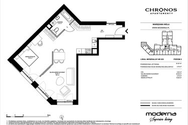 Rzut - Mieszkanie na sprzedaż 2 pokoje o powierzchni 61,87 m² - numer 223 w Chronos etap II