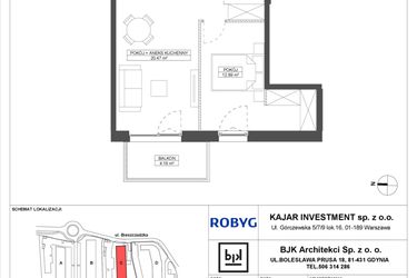 Rzut - Mieszkanie na sprzedaż 2 pokoje o powierzchni 41,71 m² - numer C.1M19 w Foresteria