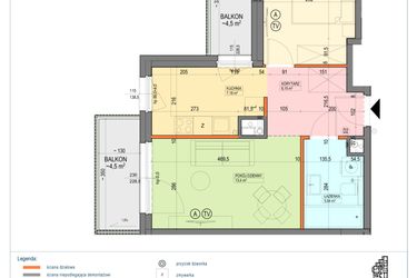 Rzut - Mieszkanie na sprzedaż 2 pokoje o powierzchni 41,66 m² - numer B1.4.30.2k w Junique I.II