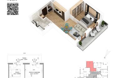Rzut - Mieszkanie na sprzedaż 2 pokoje o powierzchni 38,53 m² - numer 24 w Villa Park - Etap IV
