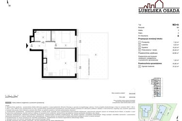 Rzut - Mieszkanie na sprzedaż 2 pokoje o powierzchni 43,9 m² - numer B6.8 w Lubelska Osada budynek B6