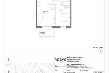 Rzut - Mieszkanie na sprzedaż 1 pokój o powierzchni 33,87 m² - numer 3.10.1M07 w Szumilas etap III