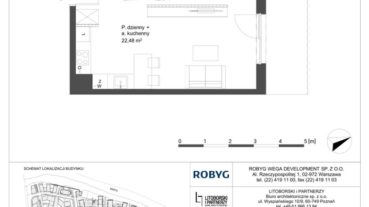 Rzut - Mieszkanie na sprzedaż 1 pokój o powierzchni 42,47 m² - numer 0M21 w Elektrovnia Garbary