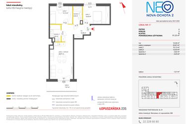 Rzut - Mieszkanie na sprzedaż 3 pokoje o powierzchni 61,16 m² - numer 67 w Neo Nova Ochota 2