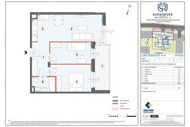 Rzut - Mieszkanie na sprzedaż 3 pokoje o powierzchni 56,38 m² - numer M16 w Słonimska Residence II