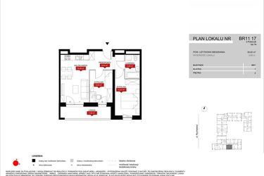 Rzut - Mieszkanie na sprzedaż 3 pokoje o powierzchni 49,85 m² - numer BR11/17 w Browary Wrocławskie 2