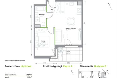 Rzut - Mieszkanie na sprzedaż 2 pokoje o powierzchni 43 m² - numer B/4/19 w Krakowska Vita