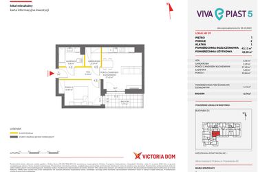 Rzut - Mieszkanie na sprzedaż 2 pokoje o powierzchni 43,11 m² - numer A.9 w Viva Piast 5