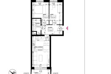 Rzut - Mieszkanie na sprzedaż 3 pokoje o powierzchni 52,04 m² - numer C/3/4/15 w Malta Wołkowyska etap III