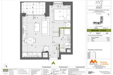 Rzut - Mieszkanie na sprzedaż 1 pokój o powierzchni 29,45 m² - numer F1.B.05.03 w XYZ Place