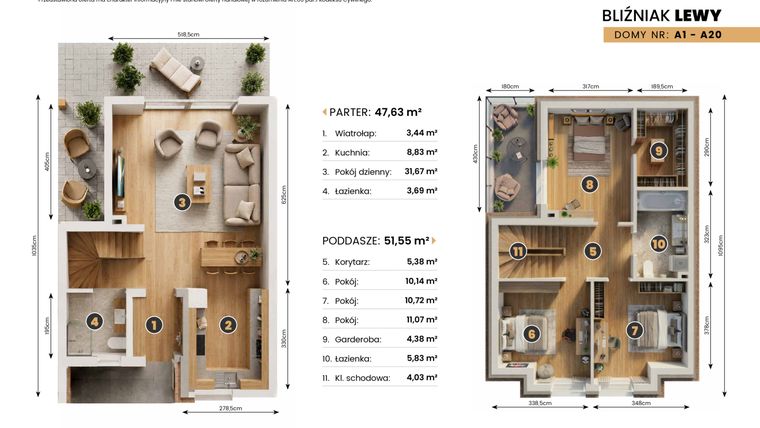 Rzut - Dom na sprzedaż 4 pokoje o powierzchni 99,18 m² - numer A9 w Golden Park