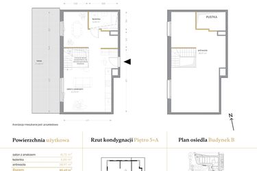 Rzut - Mieszkanie na sprzedaż 1 pokój o powierzchni 85,69 m² - numer B/39 w Królowej Jadwigi