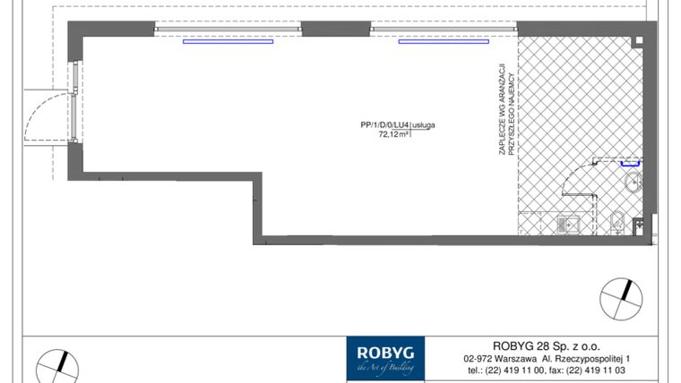Rzut - Lokal użytkowy na sprzedaż 1 pokój o powierzchni 72,12 m² - numer PP1 w Praga Piano - Lokale usługowe