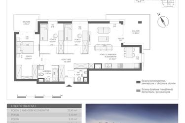 Rzut - Mieszkanie na sprzedaż 4 pokoje o powierzchni 70,76 m² - numer M4 w Apartamenty Przystań bud. F