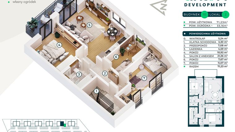 Rzut - Mieszkanie na sprzedaż 4 pokoje o powierzchni 67,08 m² - numer 10/2 w Nova Jurajska