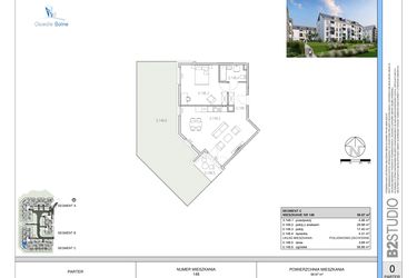 Rzut - Mieszkanie na sprzedaż 2 pokoje o powierzchni 56,67 m² - numer 148 w Osiedle Solne etap II