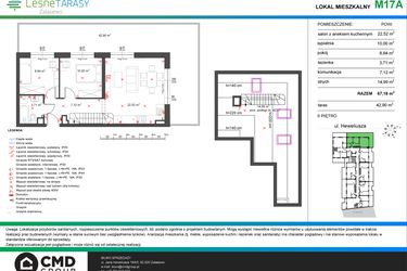 Rzut - Mieszkanie na sprzedaż 3 pokoje o powierzchni 67,18 m² - numer M17A w Leśne Tarasy etap IIIA