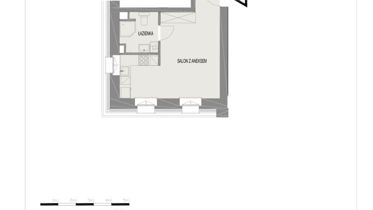 Rzut - Mieszkanie na sprzedaż 1 pokój o powierzchni 28,12 m² - numer A21 w Komuny Paryskiej 19a