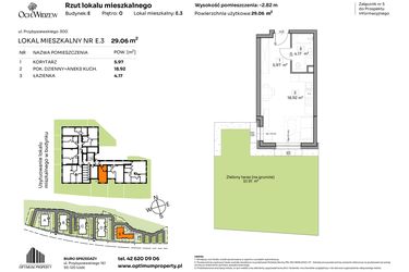 Rzut - Mieszkanie na sprzedaż 1 pokój o powierzchni 29,06 m² - numer E.3 w Och!Widzew