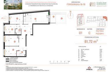 Rzut - Mieszkanie na sprzedaż 2 pokoje o powierzchni 81,72 m² - numer 18.1 w Osiedle Nowe Horyzonty etap II