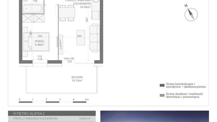 Rzut - Mieszkanie na sprzedaż 2 pokoje o powierzchni 33,48 m² - numer M40 w Apartamenty Przystań bud. F