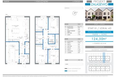 Rzut - Dom na sprzedaż 5 pokoi o powierzchni 124,5 m² - numer 43 w Projekt Zalasewo etap III